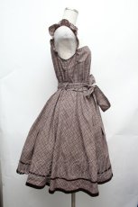 画像2: axes femme POETIQUE / バラ刺繍入りチェックワンピース  ブラウン S-26-03-14-031-AX-OP-HR-ZS (2)