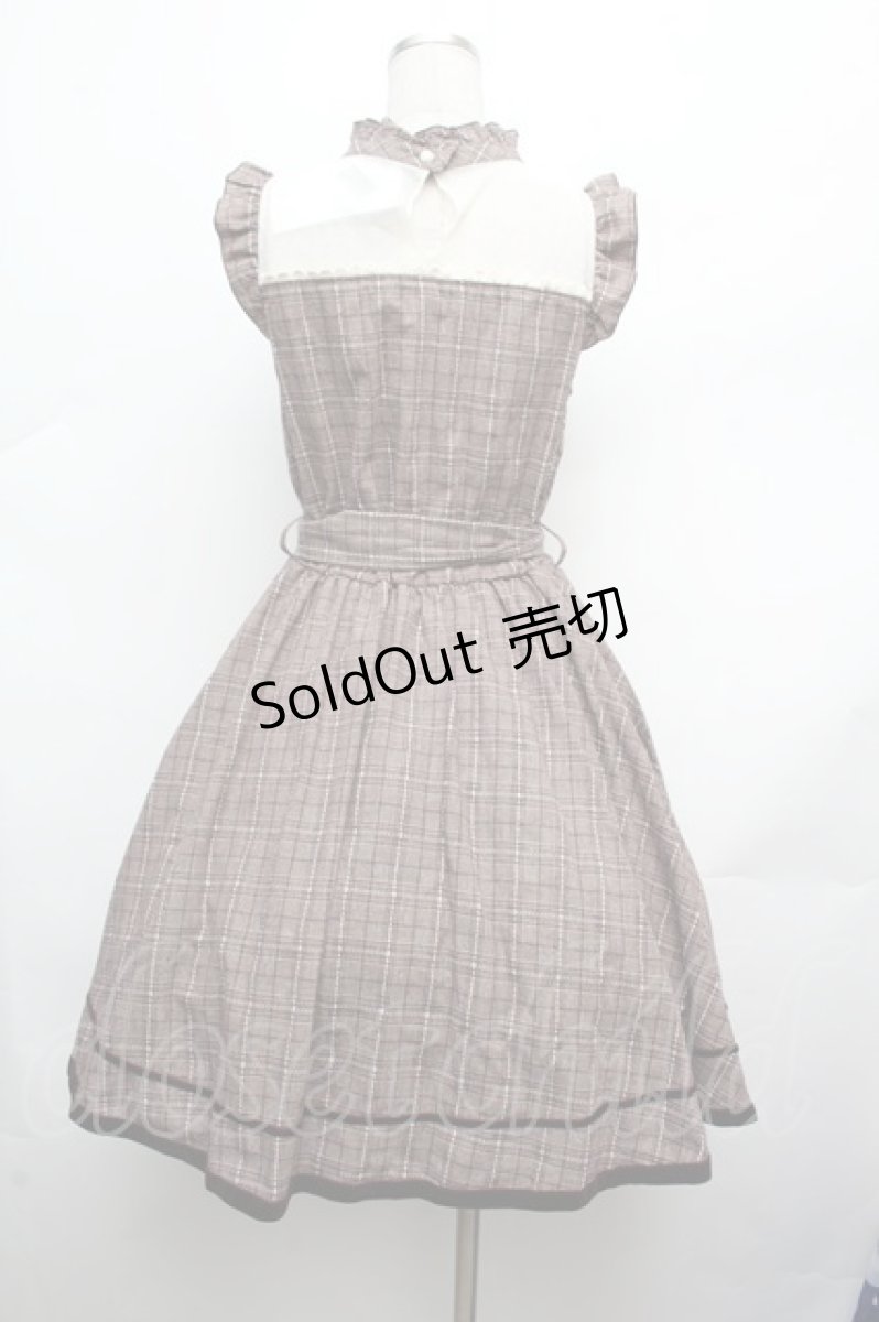 画像3: axes femme POETIQUE / バラ刺繍入りチェックワンピース  ブラウン S-26-03-14-031-AX-OP-HR-ZS (3)