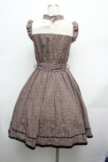 画像3: axes femme POETIQUE / バラ刺繍入りチェックワンピース  ブラウン S-26-03-14-031-AX-OP-HR-ZS (3)