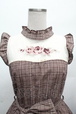 画像4: axes femme POETIQUE / バラ刺繍入りチェックワンピース  ブラウン S-26-03-14-031-AX-OP-HR-ZS