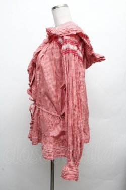 画像2: PINK HOUSE / ギンガムチェックオーバーブラウス  赤ｘ白 S-26-03-14-035-LO-BL-AS-ZS