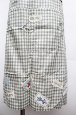 画像2: PINK HOUSE / パッチ付きギンガムエプロン  グリーン S-26-03-14-044-LO-OP-AS-ZS