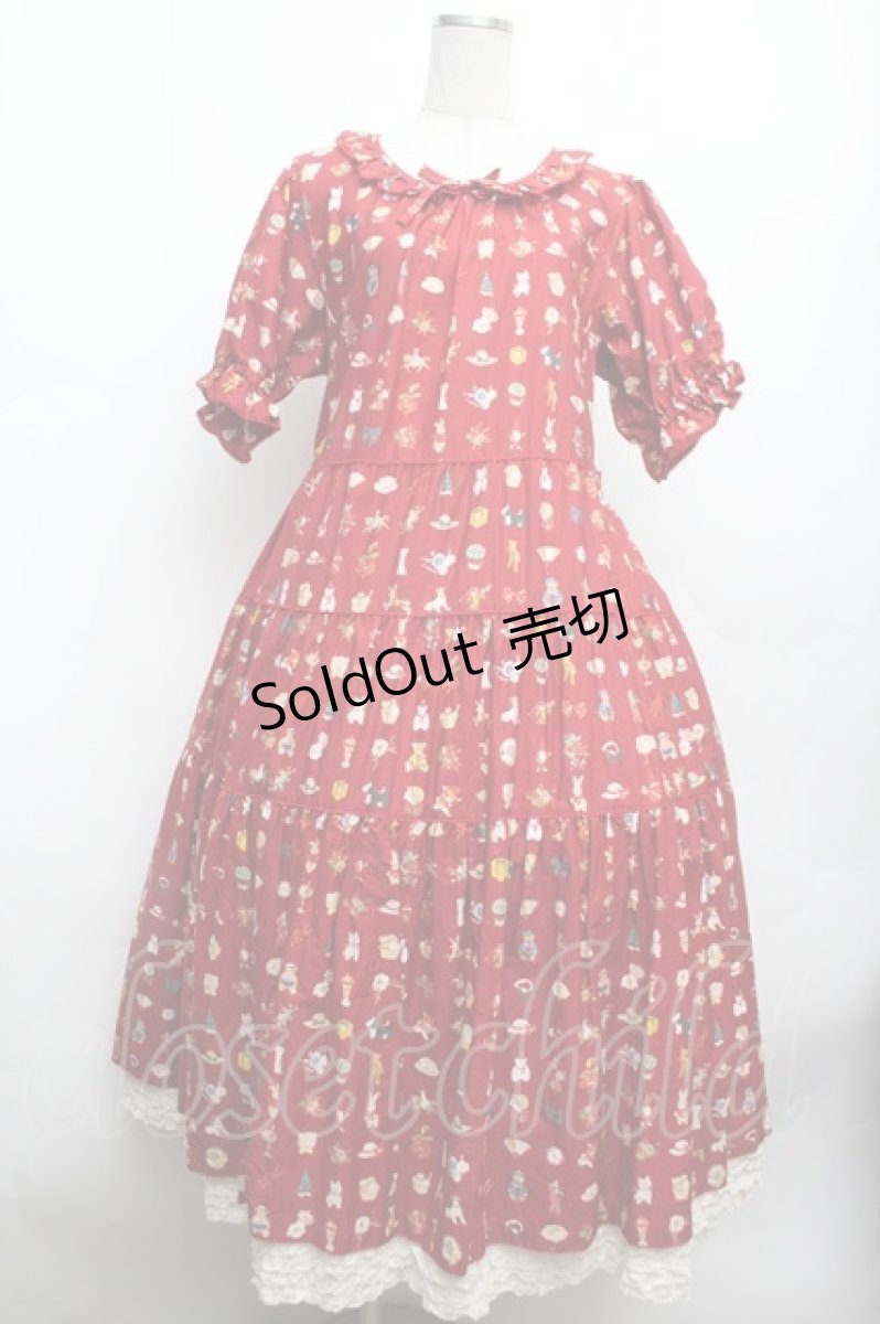 画像1: PINK HOUSE / Pink House Favoritesプリントワンピース  赤 S-26-03-14-045-LO-OP-AS-ZS (1)