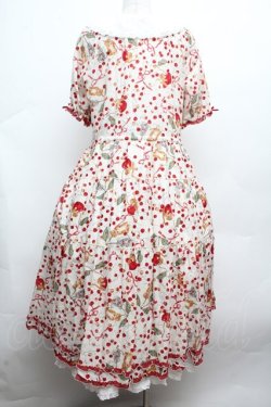 画像5: PINK HOUSE / キャットチェリードロップ柄ミディワンピース  オフ S-26-03-14-046-LO-OP-AS-ZS