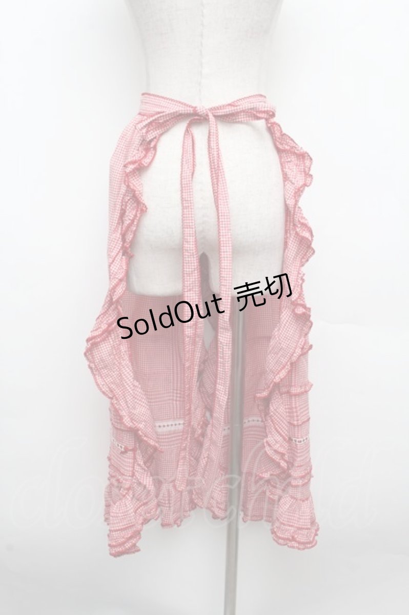 画像3: PINK HOUSE / ギンガムチェックエプロン  赤ｘ白 S-26-03-14-047-LO-SK-AS-ZS (3)