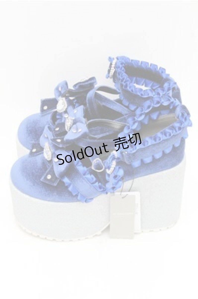 画像2: Ank Rouge / キラキラビジューベロアリボン厚底シューズ LL ブルー S-26-03-14-1001-CA-SH-HR-ZS (2)