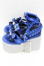 画像2: Ank Rouge / キラキラビジューベロアリボン厚底シューズ LL ブルー S-26-03-14-1001-CA-SH-HR-ZS (2)