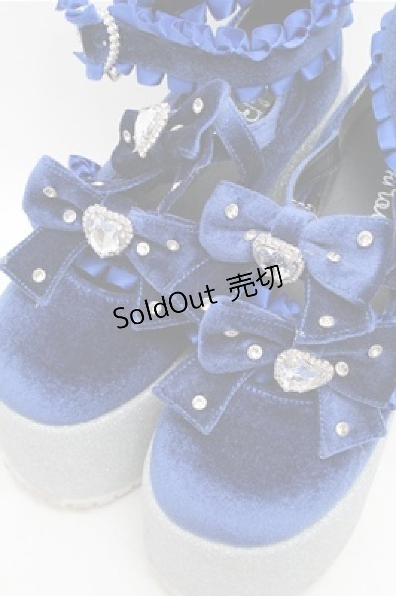 画像4: Ank Rouge / キラキラビジューベロアリボン厚底シューズ LL ブルー S-26-03-14-1001-CA-SH-HR-ZS (4)