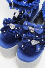 画像4: Ank Rouge / キラキラビジューベロアリボン厚底シューズ LL ブルー S-26-03-14-1001-CA-SH-HR-ZS (4)