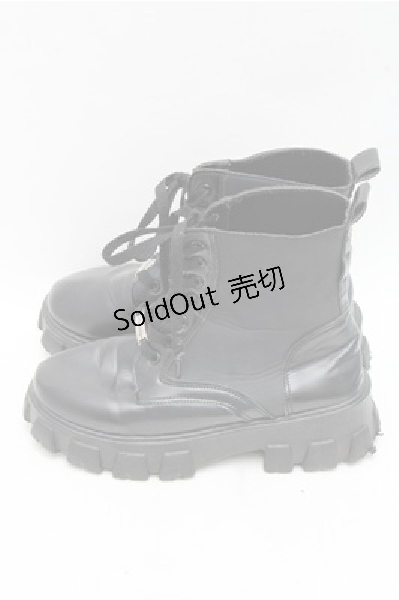 画像2: NieR Clothing / レースアップ厚底ブーツ  黒 S-26-03-14-1011-PU-SH-HR-ZS (2)