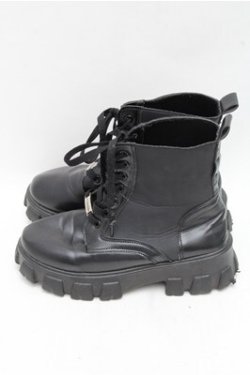 画像2: NieR Clothing / レースアップ厚底ブーツ  黒 S-26-03-14-1011-PU-SH-HR-ZS