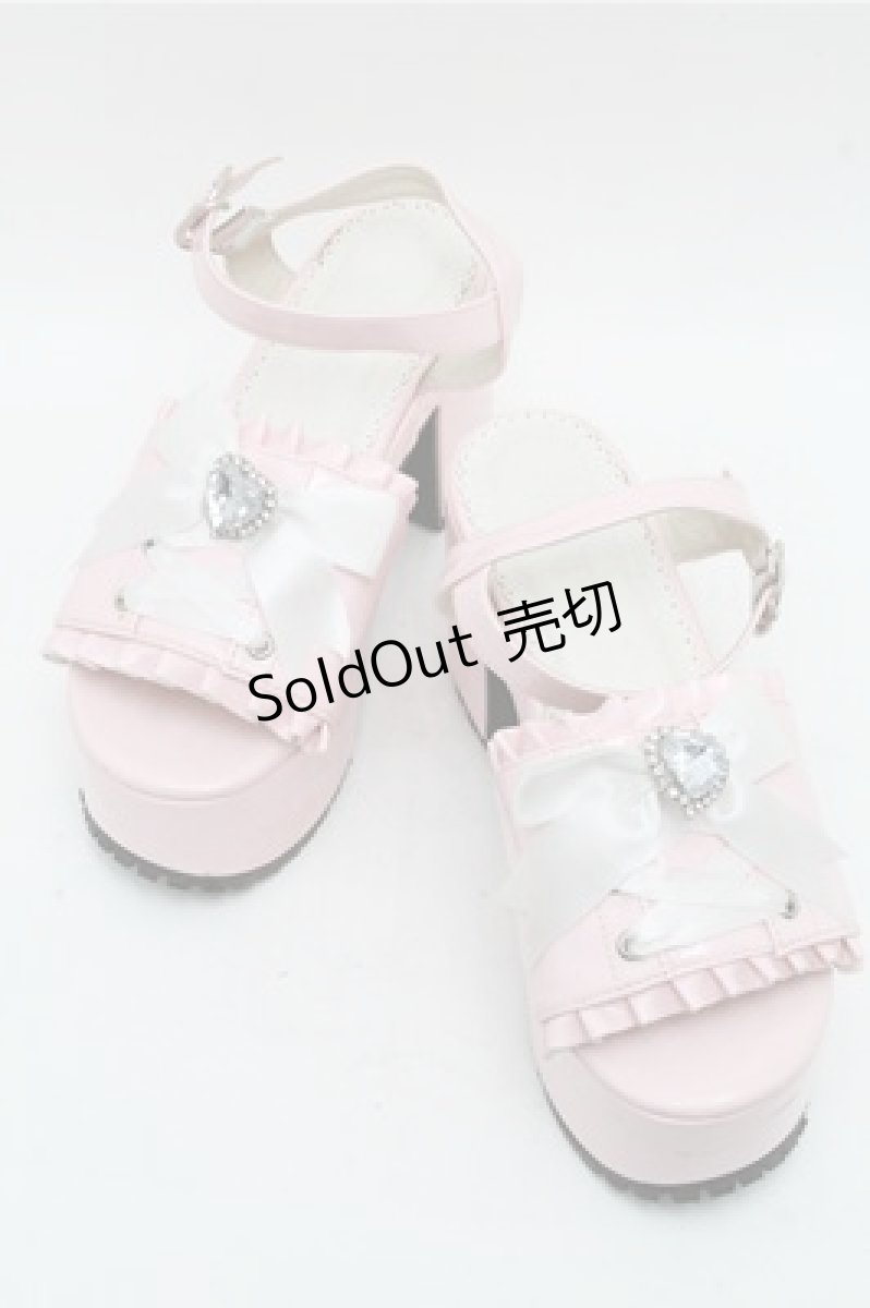 画像1: DearMyLove / ハートビジューダブルリボンサンダル 25 ピンク S-26-03-14-1015-EL-SH-HR-ZS (1)