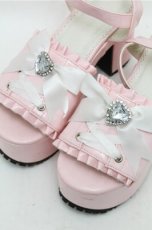 画像4: DearMyLove / ハートビジューダブルリボンサンダル 25 ピンク S-26-03-14-1015-EL-SH-HR-ZS (4)