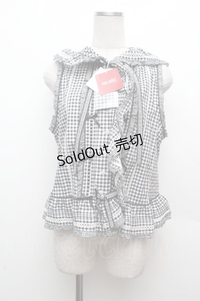 画像1: PINK HOUSE / misako&erinko　ハートベリーラビットうさ耳ベスト  黒ｘ白 S-26-03-14-007-LO-TO-AS-ZS (1)