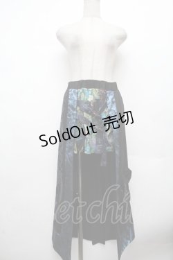 画像1: Qutie Frash / 龍pt和柄プリーツスカート  黒ｘブルー S-26-03-14-059-QU-SK-HR-ZS