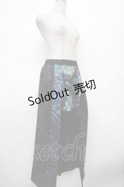 画像3: Qutie Frash / 龍pt和柄プリーツスカート  黒ｘブルー S-26-03-14-059-QU-SK-HR-ZS