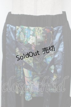 画像4: Qutie Frash / 龍pt和柄プリーツスカート  黒ｘブルー S-26-03-14-059-QU-SK-HR-ZS