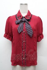 画像1: axes femme POETIQUE / ミッキー&ミニー刺繍襟半袖ブラウス  赤 S-26-03-14-008-AX-BL-HR-ZS (1)