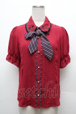 画像1: axes femme POETIQUE / ミッキー&ミニー刺繍襟半袖ブラウス  赤 S-26-03-14-008-AX-BL-HR-ZS