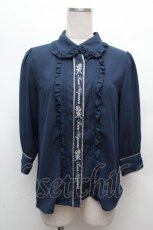 画像1: axes femme POETIQUE / バラメッセージ刺繍ブラウス  紺 S-26-03-14-009-AX-BL-HR-ZS (1)