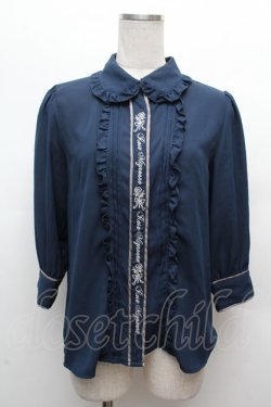 画像1: axes femme POETIQUE / バラメッセージ刺繍ブラウス  紺 S-26-03-14-009-AX-BL-HR-ZS