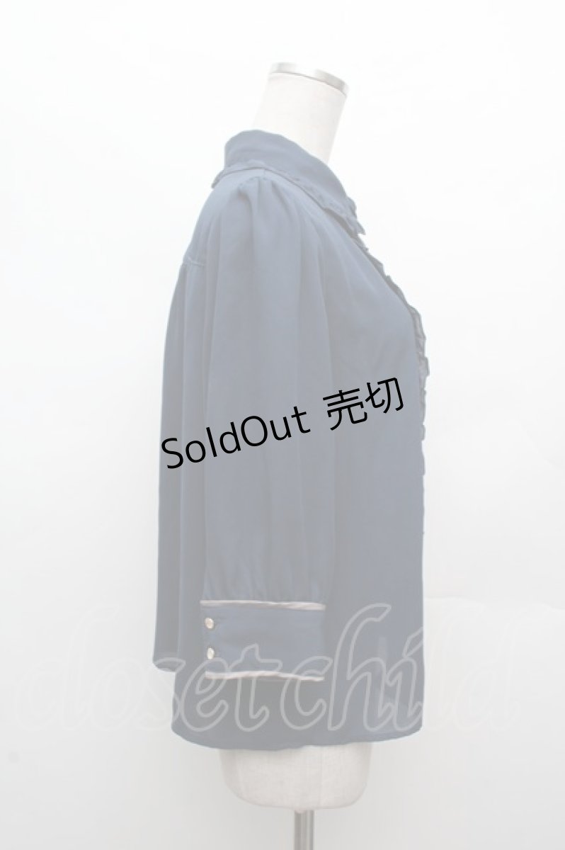 画像3: axes femme POETIQUE / バラメッセージ刺繍ブラウス  紺 S-26-03-14-009-AX-BL-HR-ZS (3)