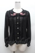 axes femme POETIQUE / リボン刺繍入りフリルブラウス  黒 S-26-03-14-011-AX-BL-HR-ZS