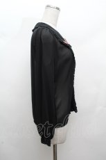 画像2: axes femme POETIQUE / リボン刺繍入りフリルブラウス  黒 S-26-03-14-011-AX-BL-HR-ZS (2)