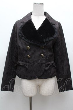 画像1: axes femme POETIQUE / ハート襟ジャガードジャケット  黒 S-26-03-14-012-AX-JA-HR-ZS