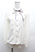 axes femme POETIQUE / 巻き薔薇デザインフリルブラウス  アイボリー S-26-03-14-013-AX-BL-HR-ZS