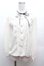 画像1: axes femme POETIQUE / 巻き薔薇デザインフリルブラウス  アイボリー S-26-03-14-013-AX-BL-HR-ZS (1)