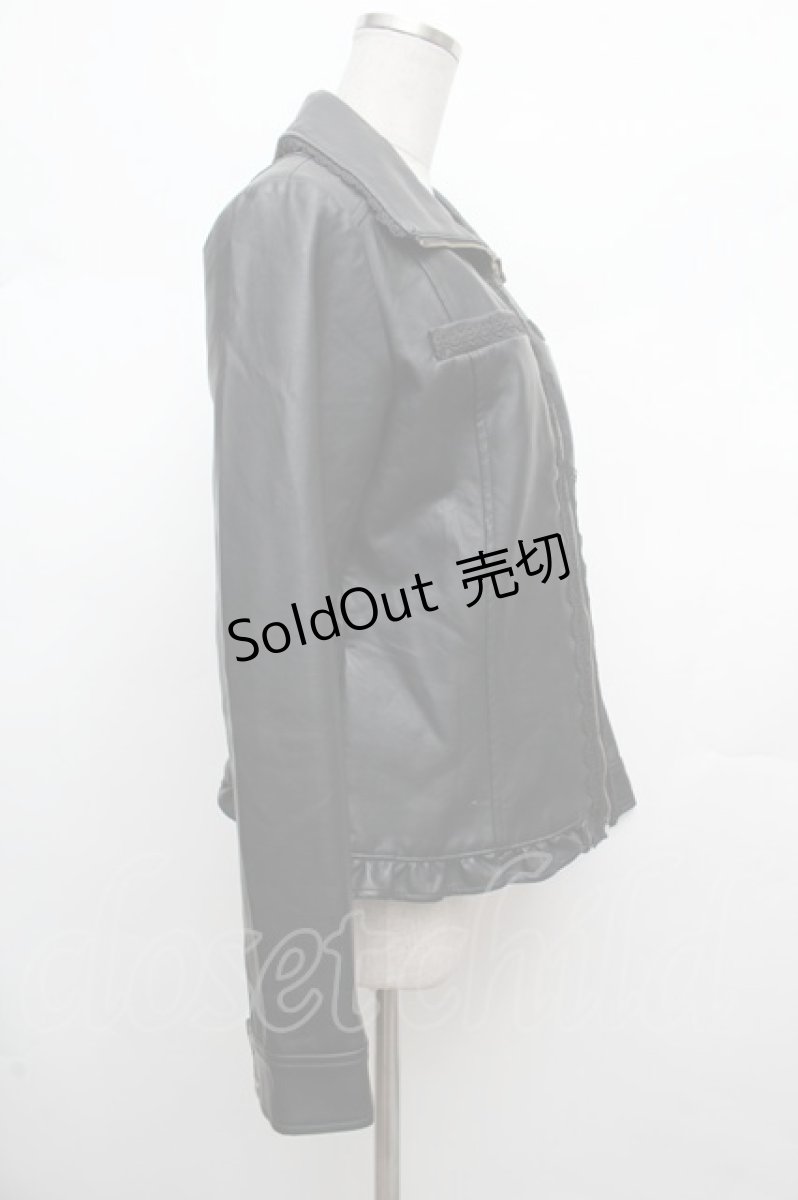 画像2: axes femme / レースフェイクレザージャケット  黒 S-26-03-14-027-AX-CO-HR-ZS (2)