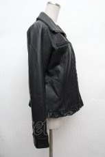 画像2: axes femme / レースフェイクレザージャケット  黒 S-26-03-14-027-AX-CO-HR-ZS (2)