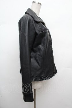 画像2: axes femme / レースフェイクレザージャケット  黒 S-26-03-14-027-AX-CO-HR-ZS