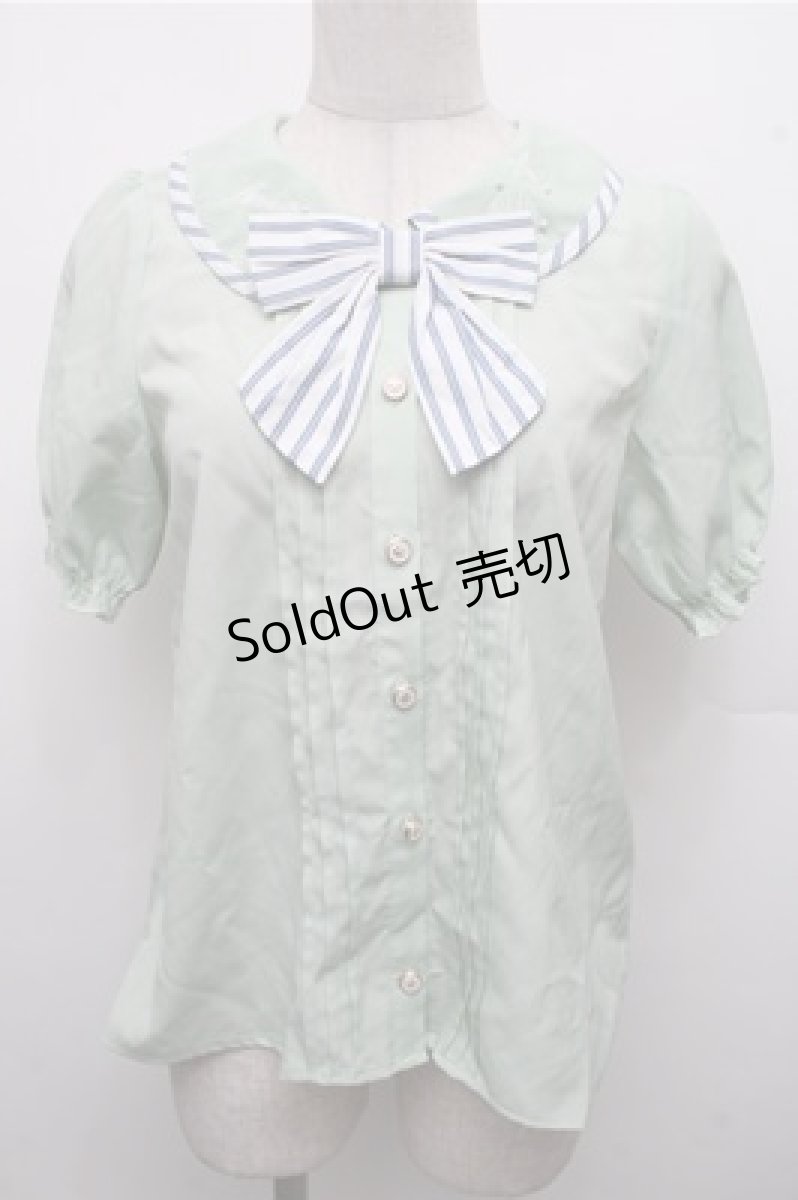 画像1: axes femme POETIQUE / パイピングデザインブラウス  グリーン S-26-03-15-035-AX-BL-HR-ZS (1)