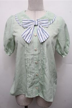 画像1: axes femme POETIQUE / パイピングデザインブラウス  グリーン S-26-03-15-035-AX-BL-HR-ZS