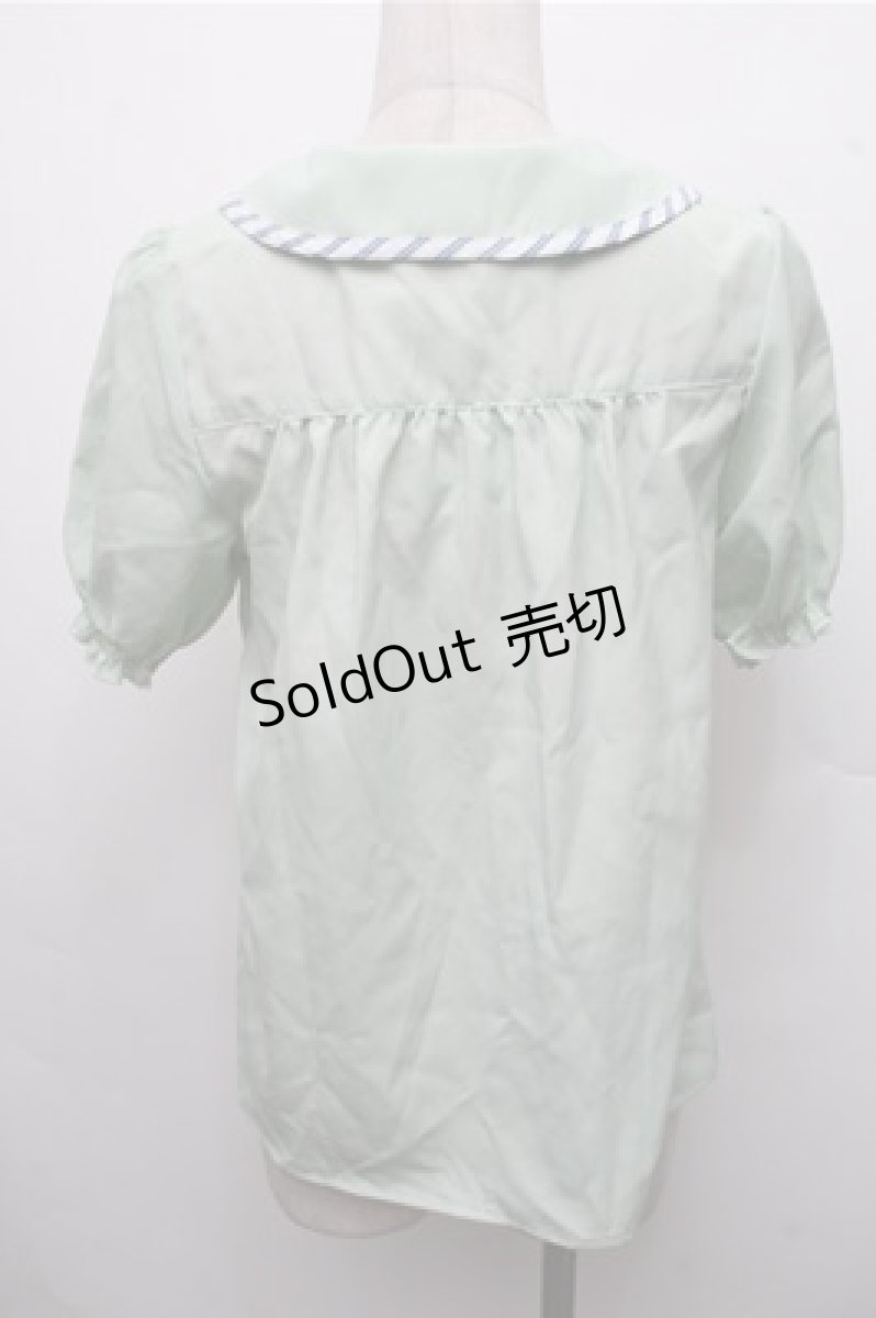 画像2: axes femme POETIQUE / パイピングデザインブラウス  グリーン S-26-03-15-035-AX-BL-HR-ZS (2)