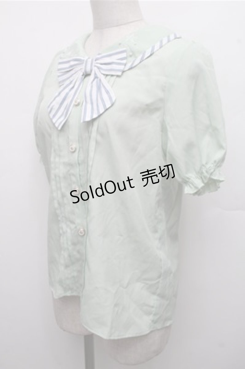 画像3: axes femme POETIQUE / パイピングデザインブラウス  グリーン S-26-03-15-035-AX-BL-HR-ZS (3)