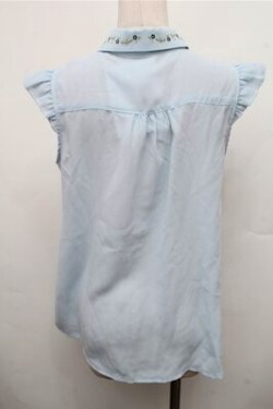 画像2: axes femme / 刺繍リボンノースリーブブラウス  サックス S-26-03-15-036-AX-BL-HR-ZS