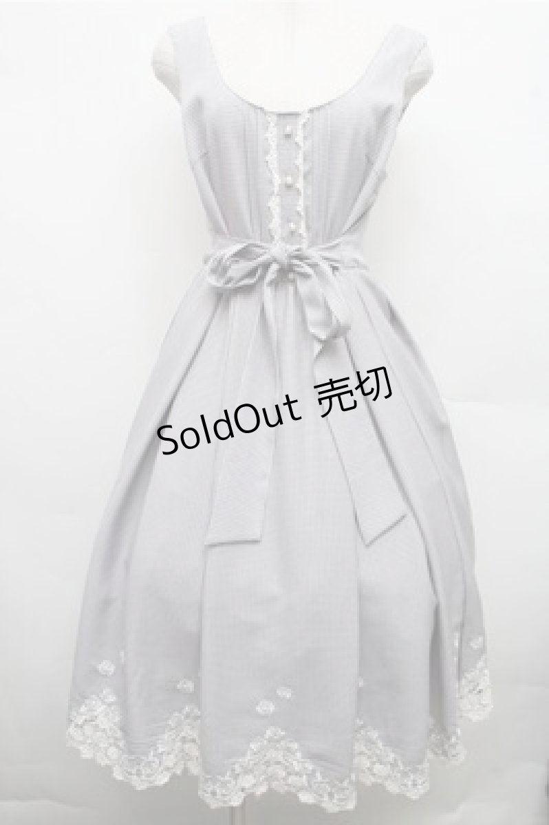 画像1: axes femme / ギンガムチェック裾刺繍ワンピース  黒ｘ白 S-26-03-15-042-AX-OP-HR-ZS (1)