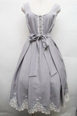 画像1: axes femme / ギンガムチェック裾刺繍ワンピース  黒ｘ白 S-26-03-15-042-AX-OP-HR-ZS (1)