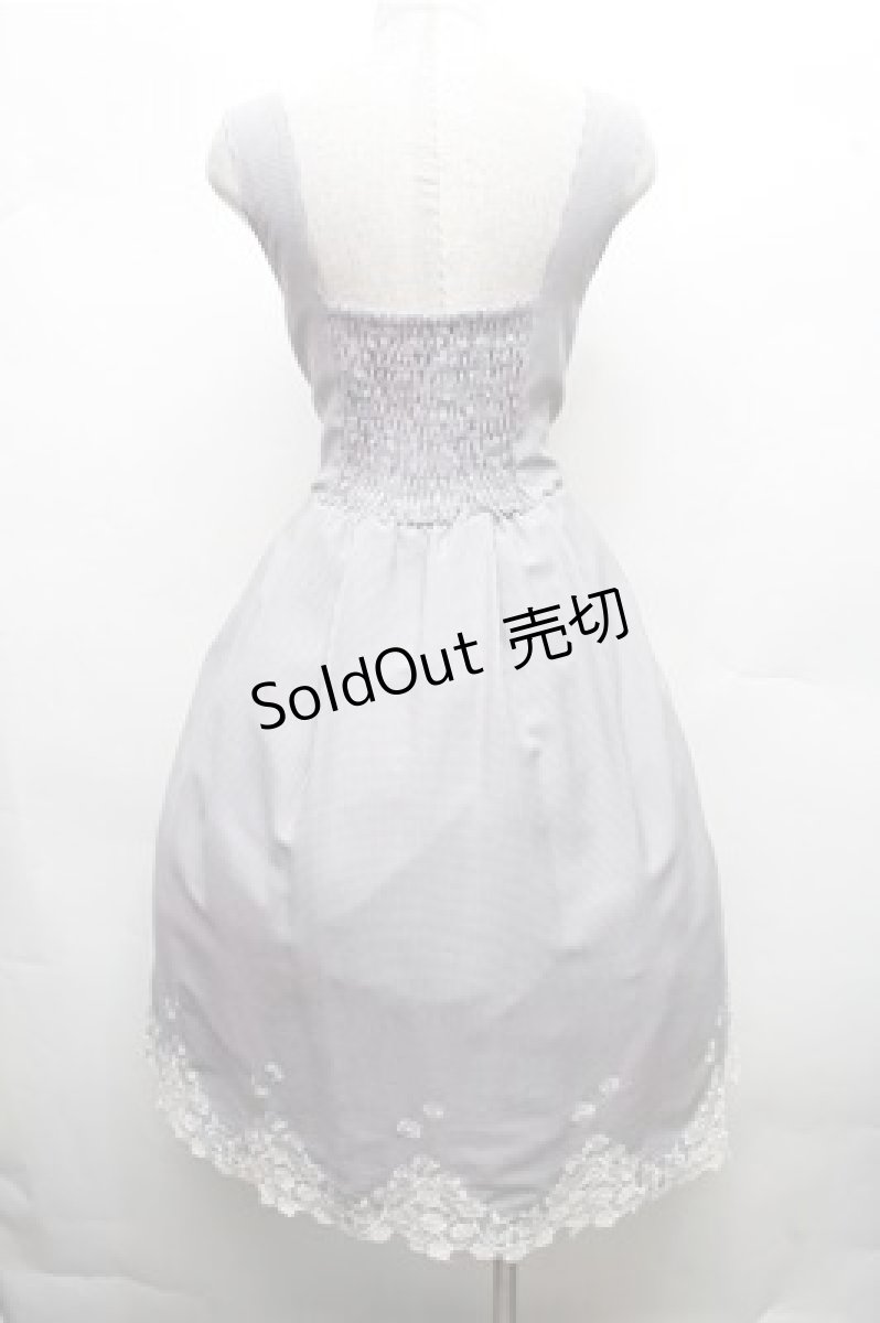 画像2: axes femme / ギンガムチェック裾刺繍ワンピース  黒ｘ白 S-26-03-15-042-AX-OP-HR-ZS (2)