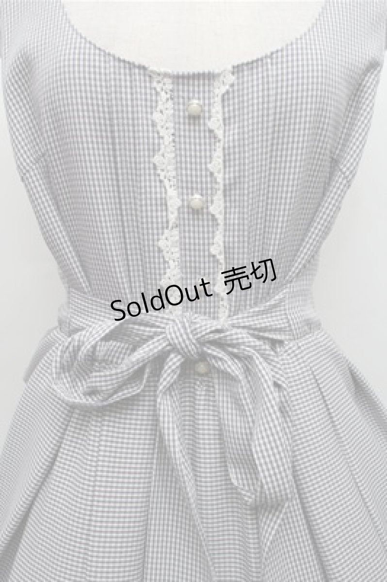 画像3: axes femme / ギンガムチェック裾刺繍ワンピース  黒ｘ白 S-26-03-15-042-AX-OP-HR-ZS (3)