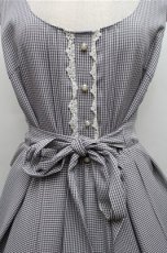 画像3: axes femme / ギンガムチェック裾刺繍ワンピース  黒ｘ白 S-26-03-15-042-AX-OP-HR-ZS (3)