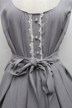 画像3: axes femme / ギンガムチェック裾刺繍ワンピース  黒ｘ白 S-26-03-15-042-AX-OP-HR-ZS