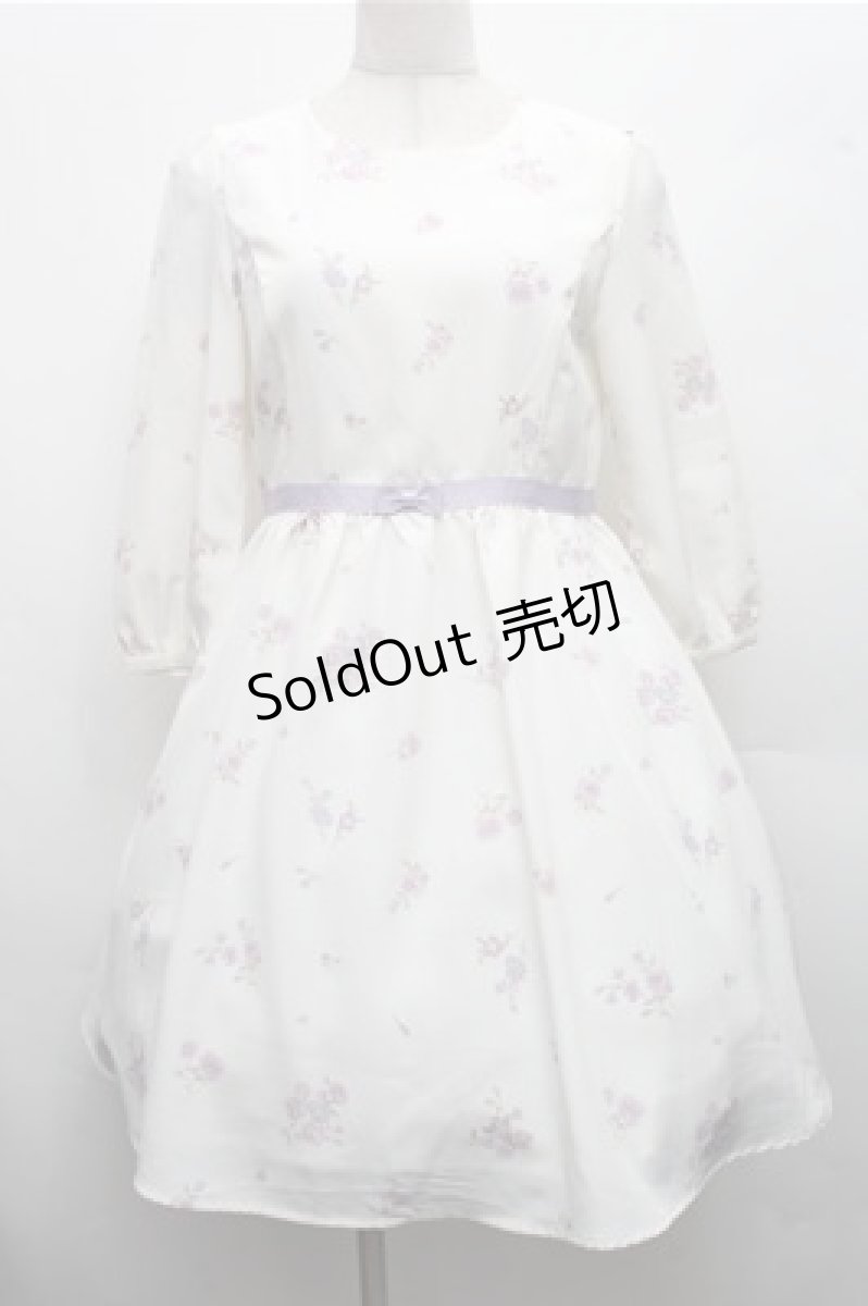 画像1: LODISPOTTO / ウエストグログランリボン花柄ワンピース  オフｘラベンダー S-26-03-15-047-LO-OP-HR-ZS (1)
