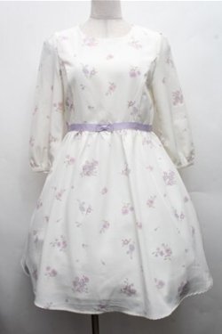 画像1: LODISPOTTO / ウエストグログランリボン花柄ワンピース  オフｘラベンダー S-26-03-15-047-LO-OP-HR-ZS