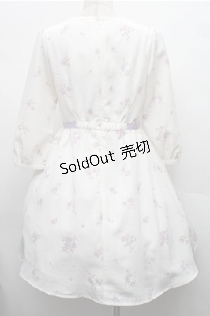 画像2: LODISPOTTO / ウエストグログランリボン花柄ワンピース  オフｘラベンダー S-26-03-15-047-LO-OP-HR-ZS (2)