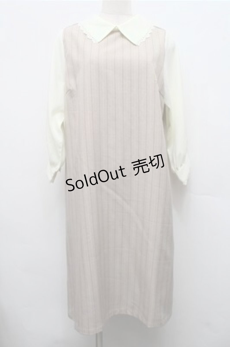 画像1: axes femme / 襟付きサックワンピース  キナリｘベージュ S-26-03-15-048-AX-OP-HR-ZS (1)