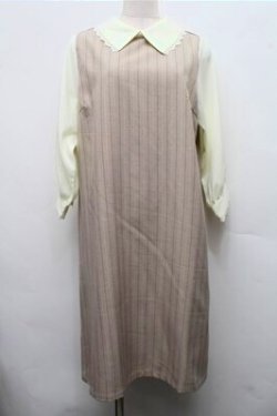 画像1: axes femme / 襟付きサックワンピース  キナリｘベージュ S-26-03-15-048-AX-OP-HR-ZS